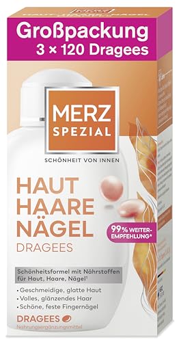 Merz Spezial Haut Haare Nägel Dragees – Nahrungsergänzungsmittel mit 13 Mikro-Nährstoffen für strahlende Haut, glänzendes Haar und feste Fingernägel – 3 x 120 Dragees im Sale